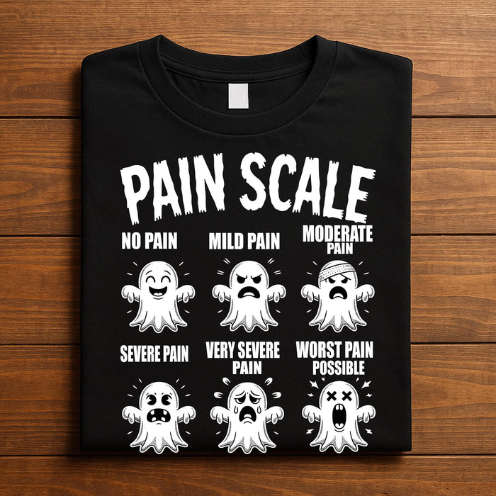 Ghost Pain Scale Shirt Funny Nurse Doctor Halloween Tee Spooky Medical Humor From No Pain To Worst Pain Ghost, Nurse ...