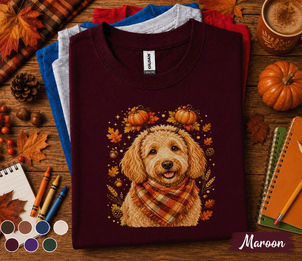 Cute Goldendoodle Fall Shirt, Autumn Dog Lover Pumpkin Tee, Cozy Doodle Dog Sweatshirt, Thanksgiving Puppy Shirt, Fall Pet Lover Gift
