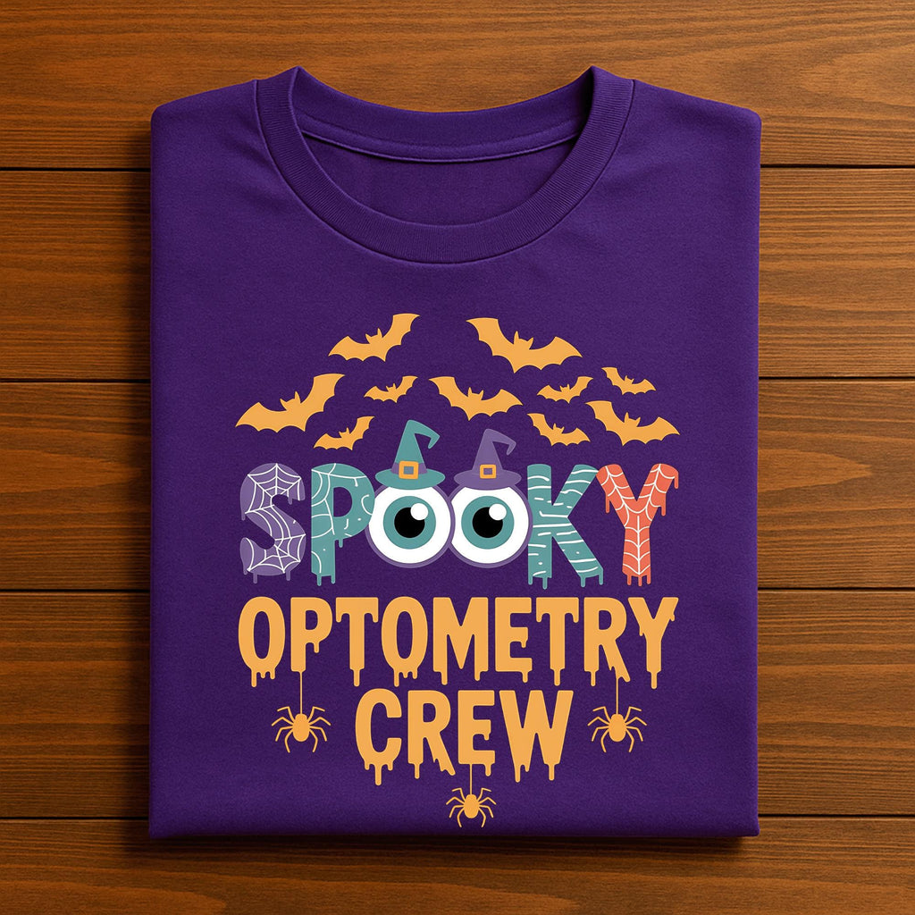 Spooky Optometry Crew Shirt, Funny Halloween Eye Doctor Team Tee