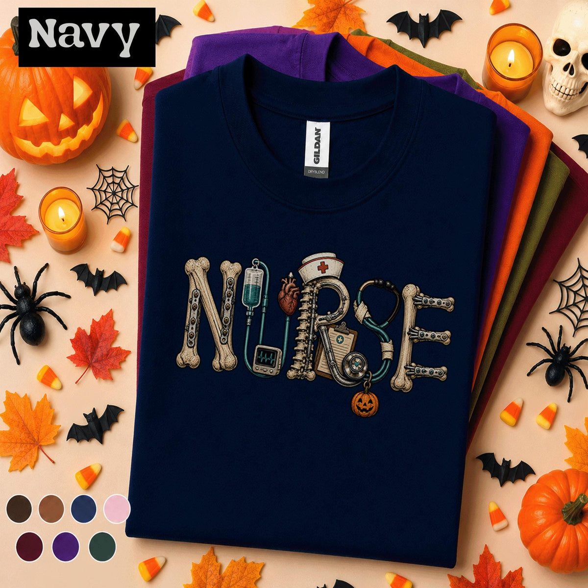 Nurse Halloween Shirt, Spooky Orthopedic Nurse Tee, Medical Skeleton Bones Shirt, Pumpkin Nursing Gift, Healthcare Halloween Tee for RN