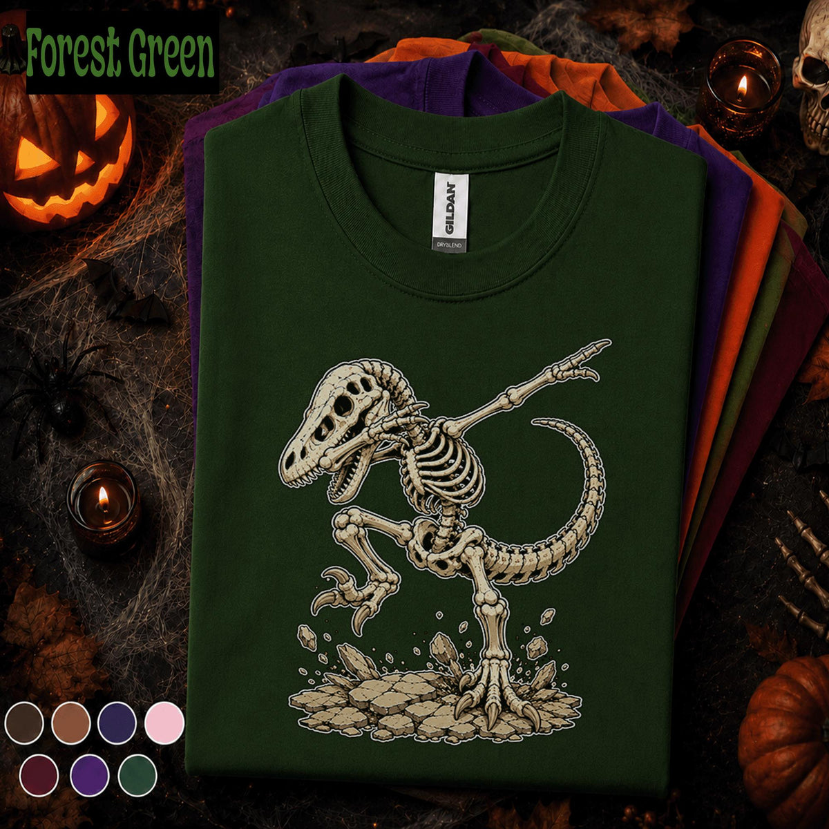 Dinosaur Skeleton Halloween Shirt, Dabbing T Rex Skeleton Tee, Funny Dino Top, Spooky Season Shirt, Paleontology Halloween Gift