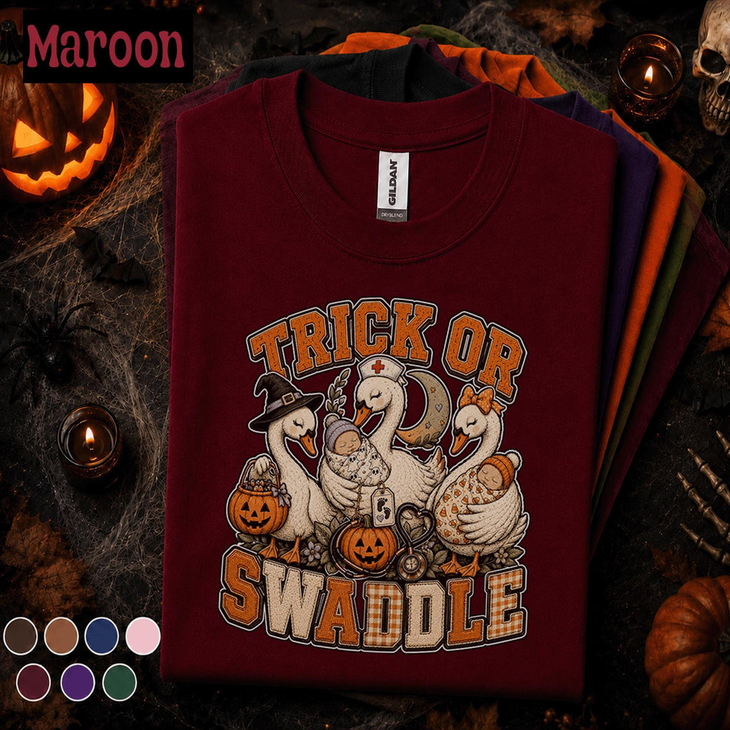 Trick or Swaddle Halloween Shirt, NICU Nurse Halloween Tee, Cute Newborn Nurse Gift, Labor Delivery Nurse Shirt, Spooky Baby Nursing Tee