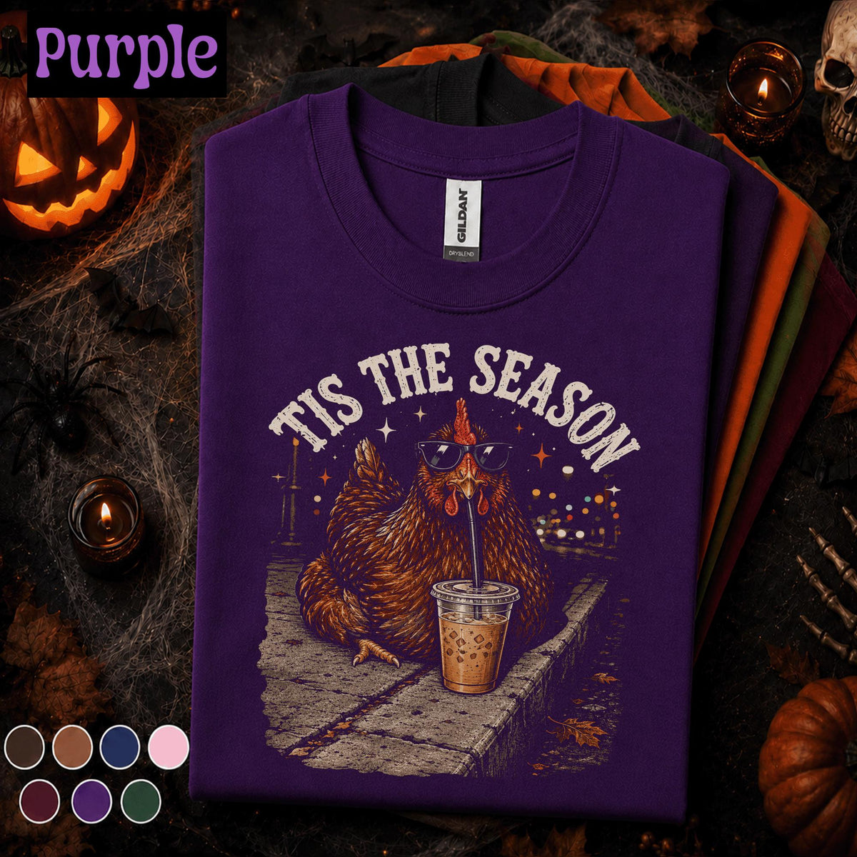 This Is The Season Chicken Halloween Shirt, Funny Coffee Chicken Tee, Spooky Fall Farm Shirt, Chicken Lover Gift, Autumn Hen T Shirt