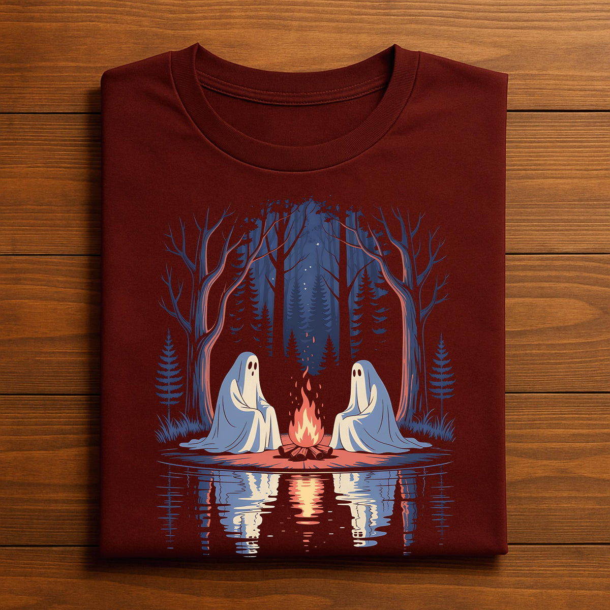 Ghosts Campfire Shirt, Cozy Spooky Halloween Tee, Ghost Camping T-Shirt, Haunted Forest Ghostfire Shirt, Camping Halloween Shirt, cap Ghost