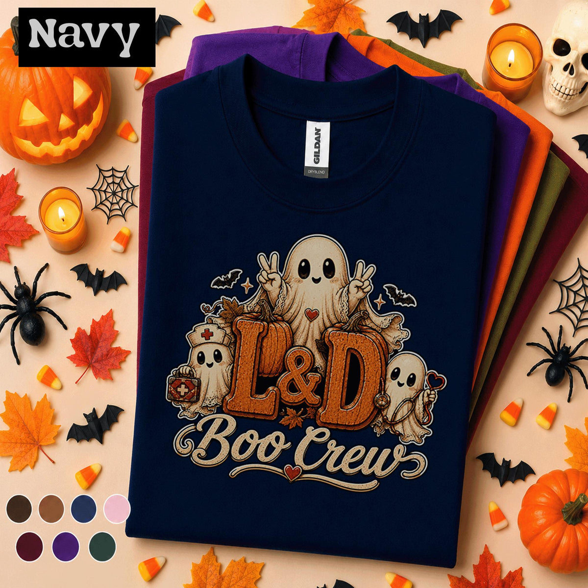 L&D Boo Crew Halloween Shirt, Labor and Delivery Nurse Tee, Cute Ghost Nurse Shirt, Spooky Maternity Nurse Gift, Halloween Nursing Tee