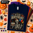 It's My Birthday Skeleton Shirt, Funny Birthday Halloween Tee, Spooky Birthday T Shirt, Skeleton Cake Party Tee, Retro Birthday Gift