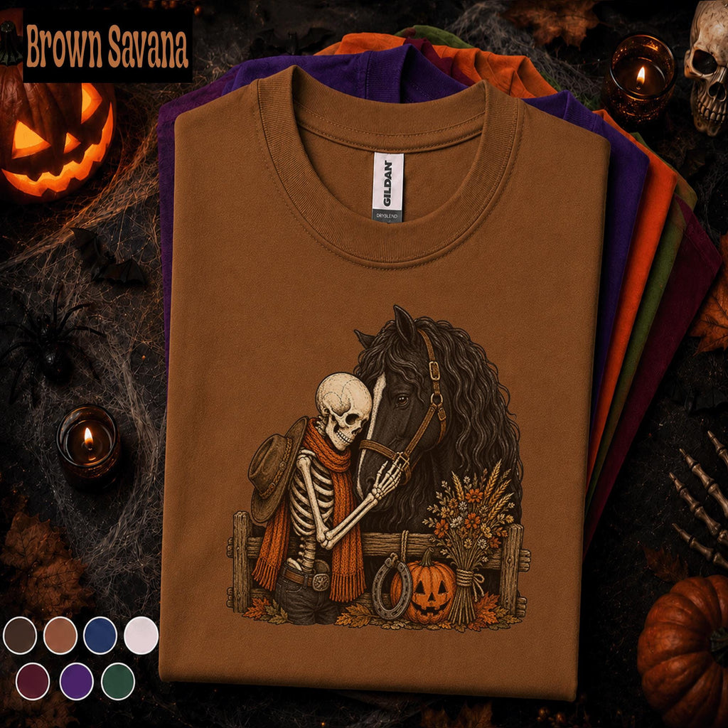 Skeleton Horse Halloween Shirt, Spooky Equestrian Tee