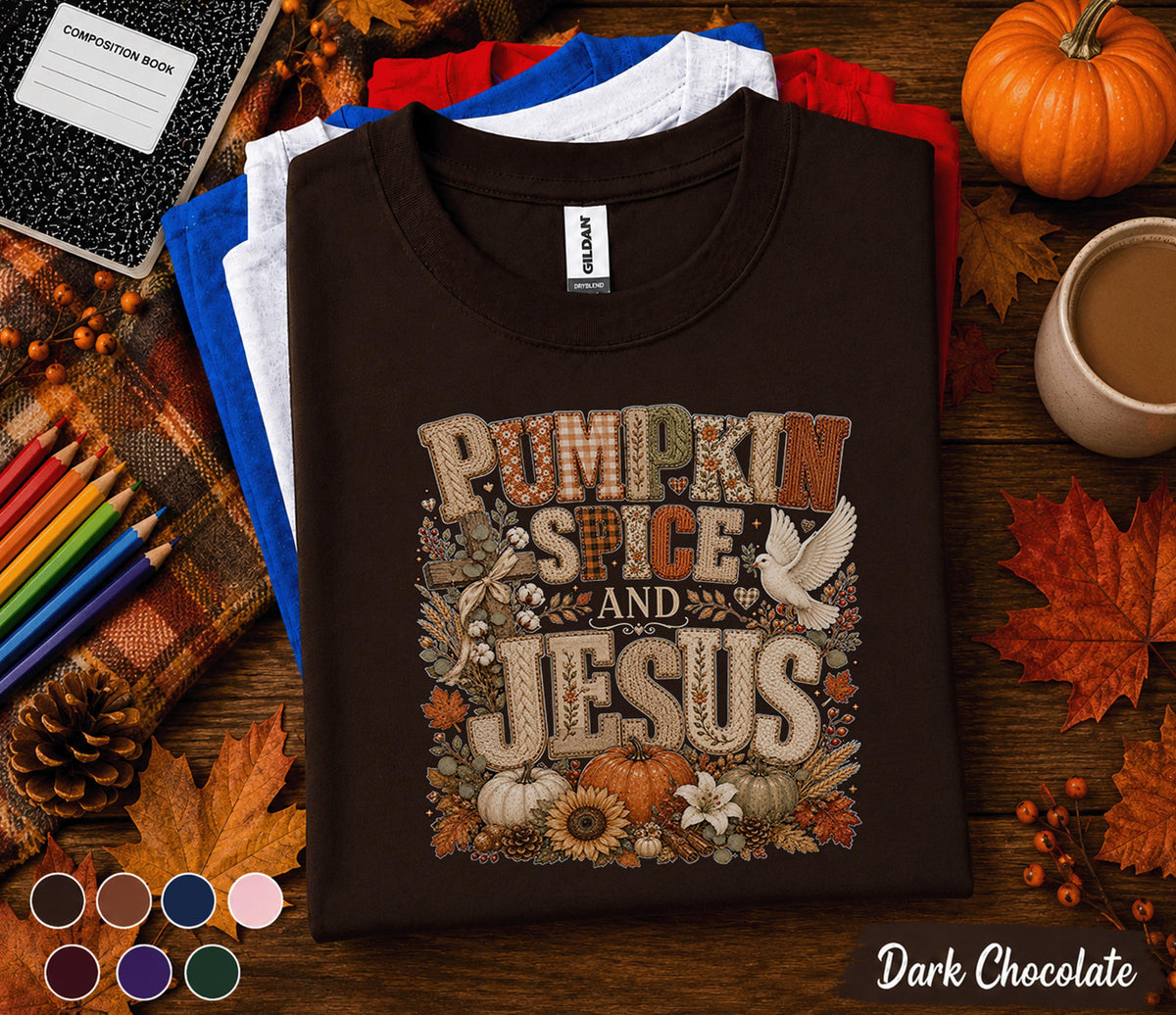 Pumpkin Spice And Jesus Shirt, Christian Fall Shirt, Faith Based Autumn Pumpkin Tee, Thanksgiving Christian Sweatshirt, Cozy Pumpkin Spice