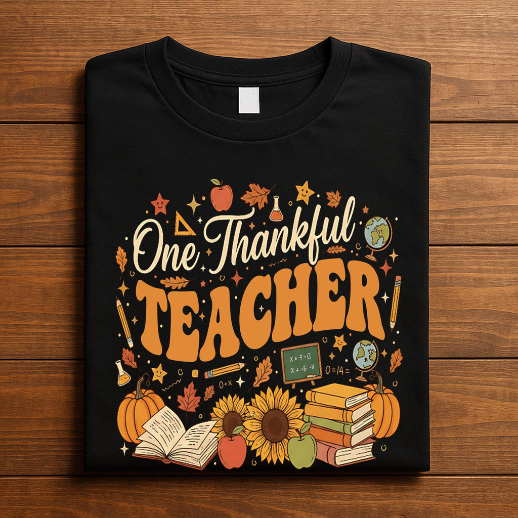 Fall Thankful Grateful Blessed Teacher Tee Autumn Thanksgiving Pumpkin Tee, One Thankful Teacher Shirt, Gift Teacher Thanksgiving Sweatshirt