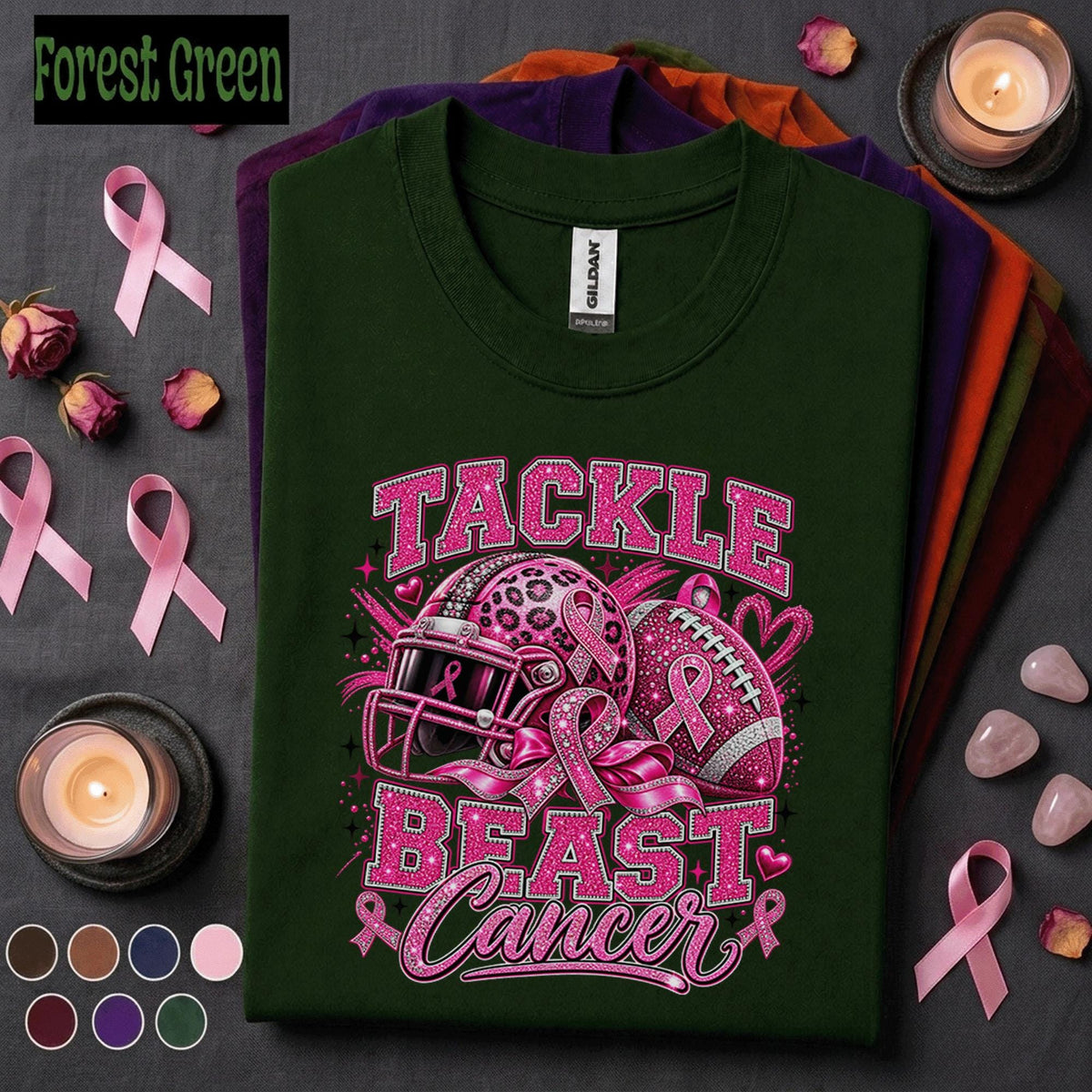 Breast Cancer Awareness Football Shirt, Tackle Breast Cancer Tee, Pink Ribbon Football Shirt, Pink Out Game Day Support Gift for Women