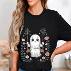 Cute Ghost Swing Shirt, Floral Spooky Halloween Spirit Tee, Kawaii Haunted Top, Women Halloween Shirt, Girl Halloween Sweatshirt, Ghost Tee