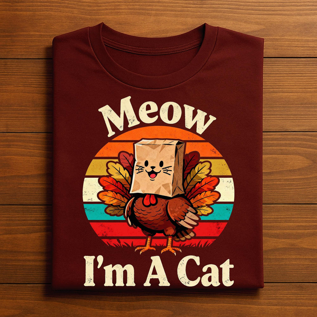 Meow I’m A Cat Thanksgiving Shirt, Funny Turkey Cat Costume Tee, Fall Humor for Friendsgiving & Holiday Dinner, Gift Thanksgiving Sweatshirt