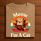 Meow I’m A Cat Thanksgiving Shirt, Funny Turkey Cat Costume Tee, Fall Humor for Friendsgiving & Holiday Dinner, Gift Thanksgiving Sweatshirt