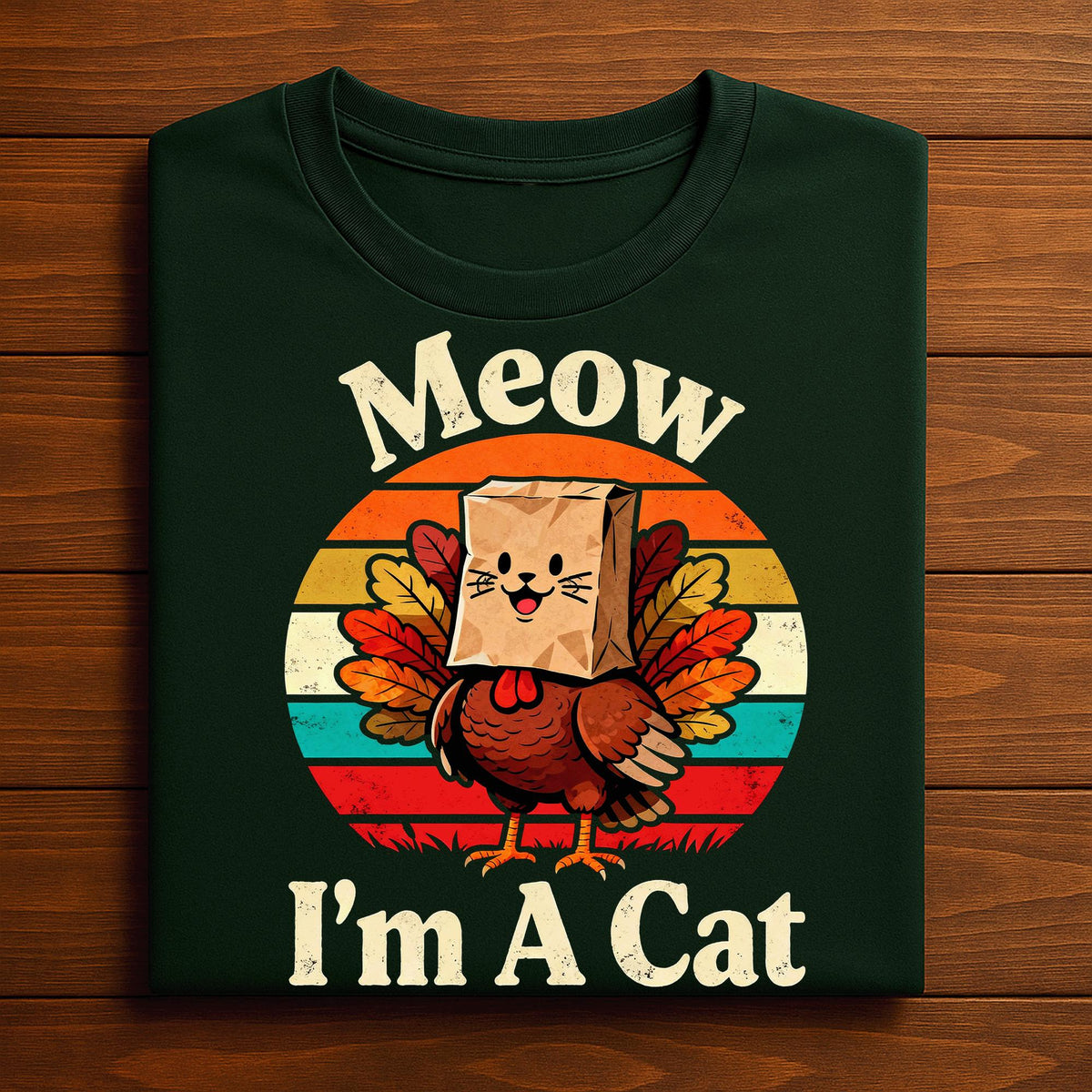 Meow I’m A Cat Thanksgiving Shirt, Funny Turkey Cat Costume Tee