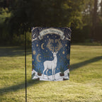 Yule Blessings Garden Flag – Pagan Winter Solstice Yard Decoration with White Stag Design, garden flag winter
