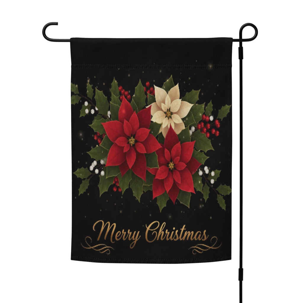 Merry Christmas Poinsettia Garden Flag: Holiday Outdoor Flag, Winter Yard Decor, Garden Flag Winter Decoration, Christmas Garden Flag