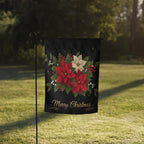 Merry Christmas Poinsettia Garden Flag: Holiday Outdoor Flag, Winter Yard Decor, Garden Flag Winter Decoration, Christmas Garden Flag