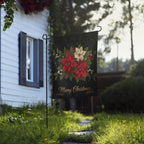 Merry Christmas Poinsettia Garden Flag: Holiday Outdoor Flag, Winter Yard Decor, Garden Flag Winter Decoration, Christmas Garden Flag