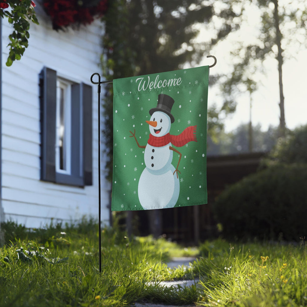 Snowman Christmas Garden Flag, Winter Welcome Yard Flag, Holiday Outdoor Decoration, Festive Xmas Porch Garden Banner, Welcome Flag