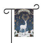Yule Blessings Garden Flag – Pagan Winter Solstice Yard Decoration with White Stag Design, garden flag winter
