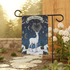 Yule Blessings Garden Flag – Pagan Winter Solstice Yard Decoration with White Stag Design, garden flag winter