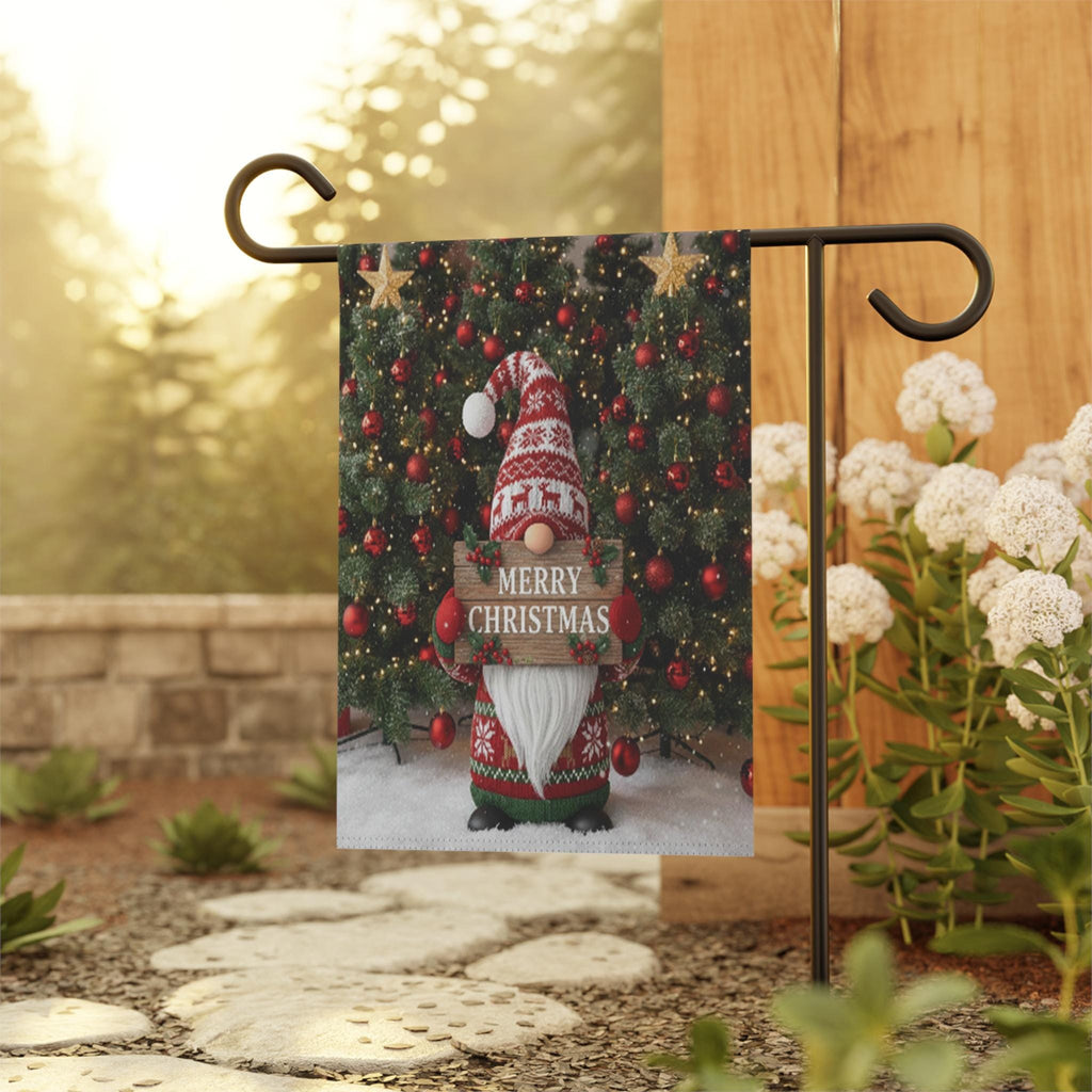 Merry Christmas Garden Flag Sublimation, Christmas Gnome 12x17 Garden Flag