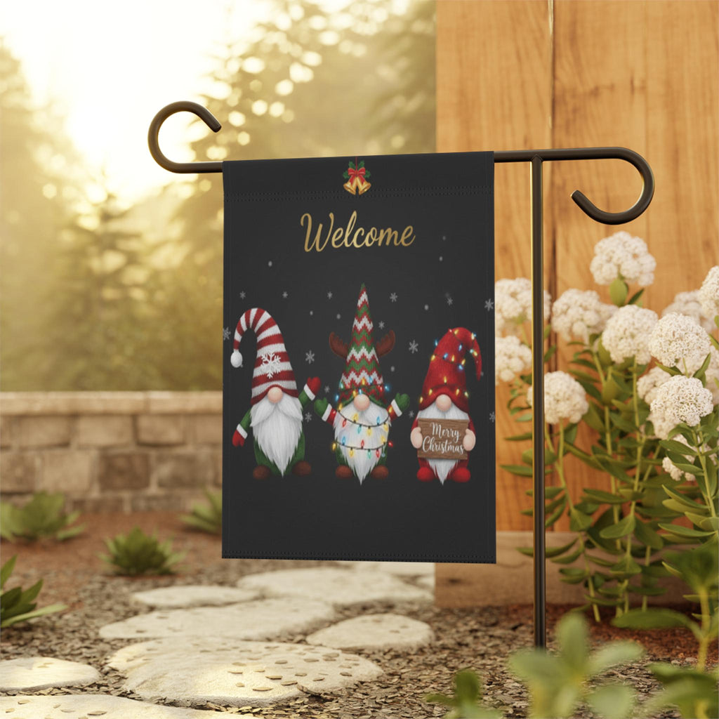 Christmas Gnome Welcome Garden Flag: Outdoor Holiday Yard Decoration, Garden Flag Winter