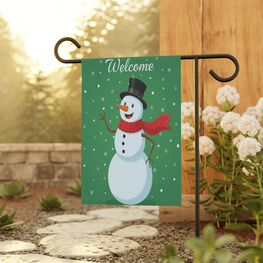 Snowman Christmas Garden Flag, Winter Welcome Yard Flag, Holiday Outdoor Decoration, Festive Xmas Porch Garden Banner, Welcome Flag