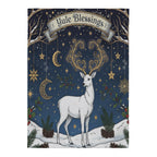 Yule Blessings Garden Flag – Pagan Winter Solstice Yard Decoration with White Stag Design, garden flag winter