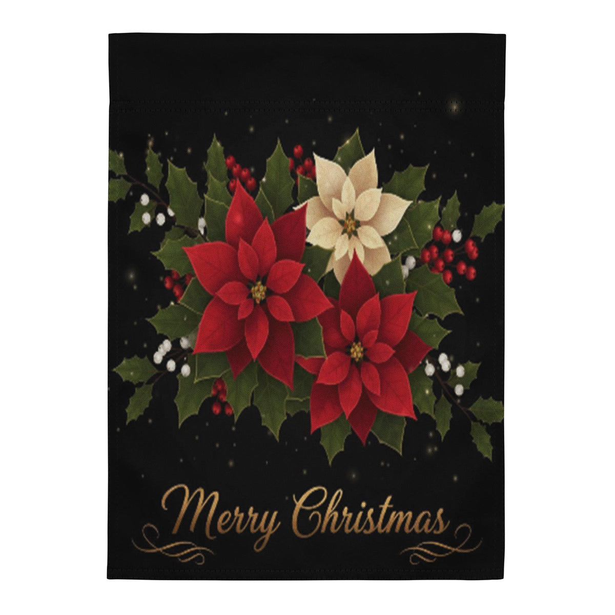 Merry Christmas Poinsettia Garden Flag: Holiday Outdoor Flag, Winter Yard Decor, Garden Flag Winter Decoration, Christmas Garden Flag
