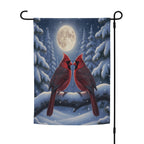 Cardinal Winter Garden Flag – Red Cardinal Flag, Winter Moon Garden Flag, Snowy Night Flag, Winter Welcome Flag, Winter Cardinal Decor