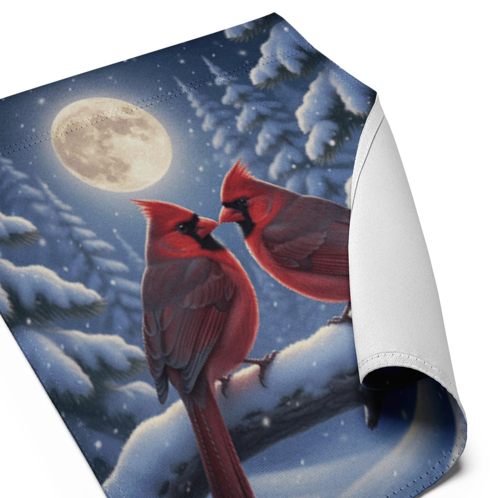 Cardinal Winter Garden Flag – Red Cardinal Flag, Winter Moon Garden Flag, Snowy Night Flag, Winter Welcome Flag, Winter Cardinal Decor