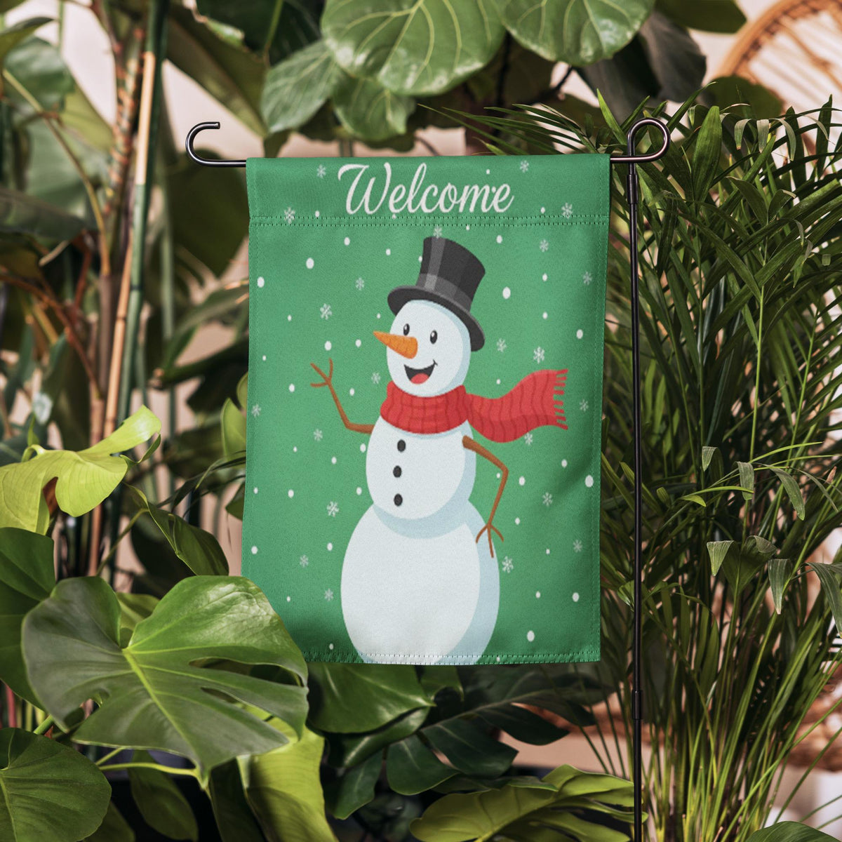 Snowman Christmas Garden Flag, Winter Welcome Yard Flag, Holiday Outdoor Decoration, Festive Xmas Porch Garden Banner, Welcome Flag