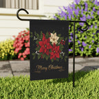 Merry Christmas Poinsettia Garden Flag: Holiday Outdoor Flag, Winter Yard Decor, Garden Flag Winter Decoration, Christmas Garden Flag