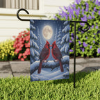 Cardinal Winter Garden Flag – Red Cardinal Flag, Winter Moon Garden Flag, Snowy Night Flag, Winter Welcome Flag, Winter Cardinal Decor
