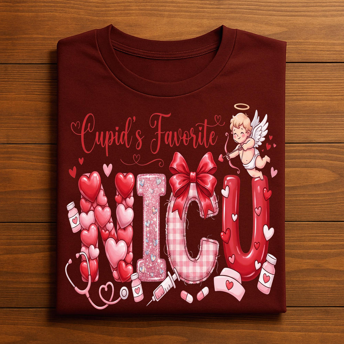 Heart NICU Valentine Shirt, Nursing NICU Valentines Day sweatshirt, Gift Nurses Neonatal intensive care unit Hoodie, Cupids Favorite NICU