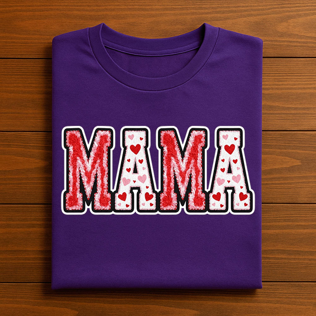 Mama Valentine Shirt | Fuzzy Heart Letter Mom Tee, Gift Mama Valentines Day Sweatshirt, Valentine Mama Hoodie, Gifts Mothers Day
