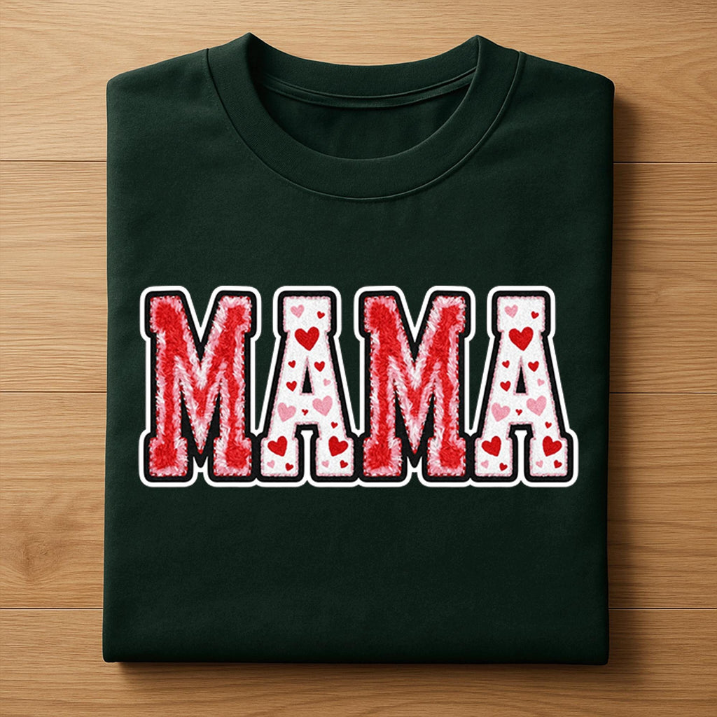 Mama Valentine Shirt | Fuzzy Heart Letter Mom Tee, Gift Mama Valentines Day Sweatshirt, Valentine Mama Hoodie, Gifts Mothers Day