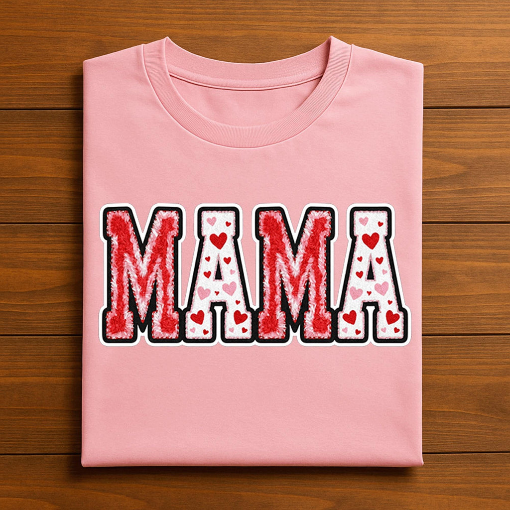 Mama Valentine Shirt | Fuzzy Heart Letter Mom Tee, Gift Mama Valentines Day Sweatshirt, Valentine Mama Hoodie, Gifts Mothers Day