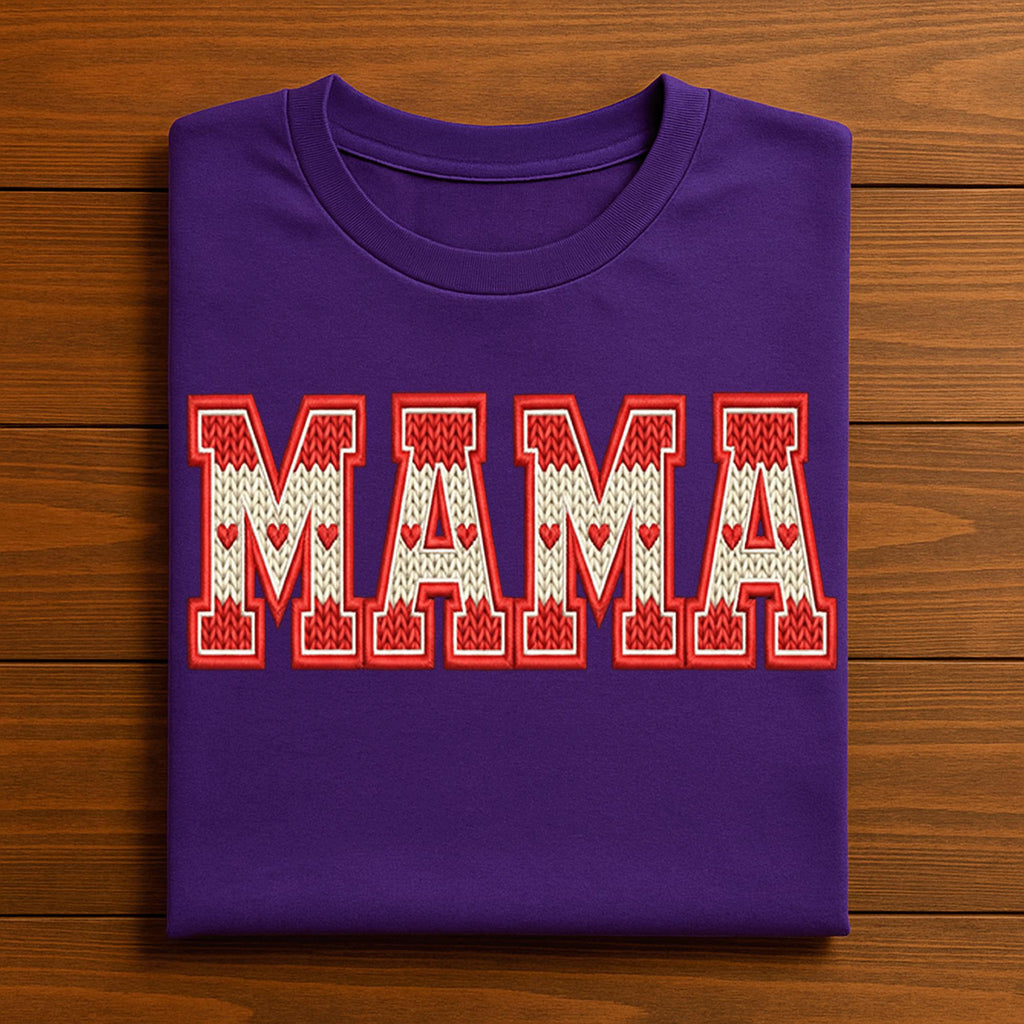 Mama Valentine Shirt | Knit Heart Letter Mom Tee, Gift Mama Valentines Day Sweatshirt, Valentine Mama Hoodie, Gifts Mothers Day