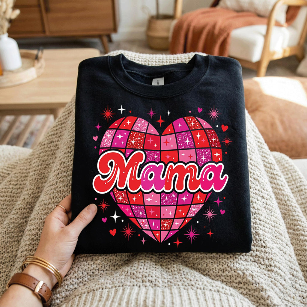 Mama Disco Heart Shirt – Retro Valentine Mama Tee, Gift Mama Valentines Day Sweatshirt, Valentine Mama Hoodie, Gifts Mothers Day