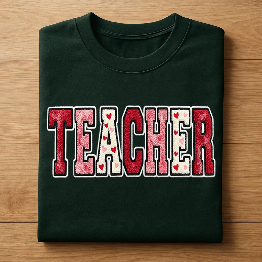 TEACHER Heart Shirt – Valentine Teacher Appreciation Tee, Gift Teacher Valentines Day Sweatshirt, Valentine Teacher Hoodie