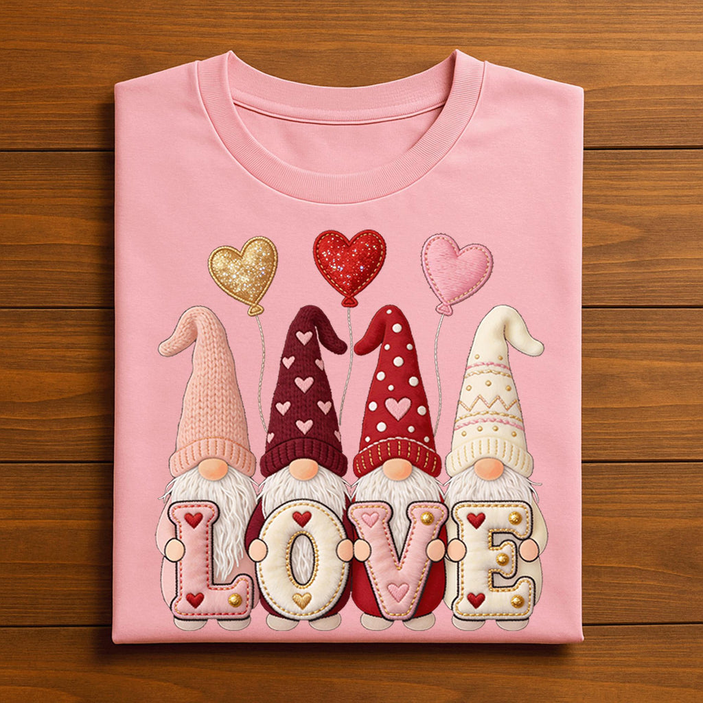 Hearts Gnome Love Valentine Shirt For Women | Cute Valentine Gnome Tee, Gift Gnomes Valentine's Day Sweatshirt, Valentine Gnome Hoodie