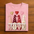Hearts Gnome Love Valentine Shirt For Women | Cute Valentine Gnome Tee, Gift Gnomes Valentine's Day Sweatshirt, Valentine Gnome Hoodie