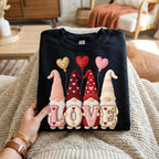 Hearts Gnome Love Valentine Shirt For Women | Cute Valentine Gnome Tee, Gift Gnomes Valentine's Day Sweatshirt, Valentine Gnome Hoodie