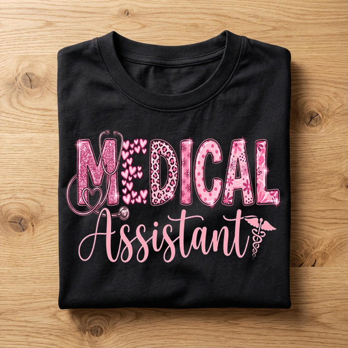 Gift Medical Assistant Shirt | Hearts Healthcare Worker Tee Clinic & Hospital Staff, Valentine Medical Assistant sweater