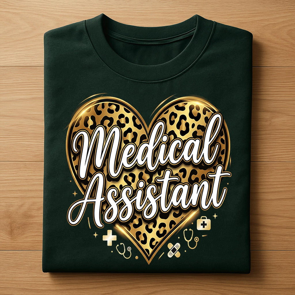 Gift Medical Assistant Shirt Leopard Heart | Trendy Healthcare Worker Tee Hoodie, Valentine Medical Assistant sweatshirt, Nurse Valentines