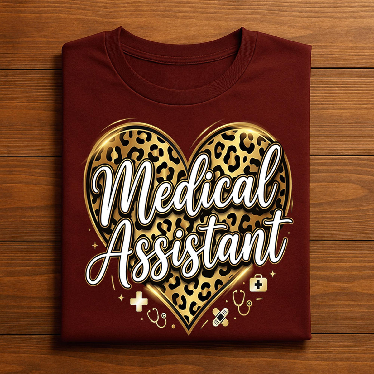 Gift Medical Assistant Shirt Leopard Heart | Trendy Healthcare Worker Tee Hoodie, Valentine Medical Assistant sweatshirt, Nurse Valentines