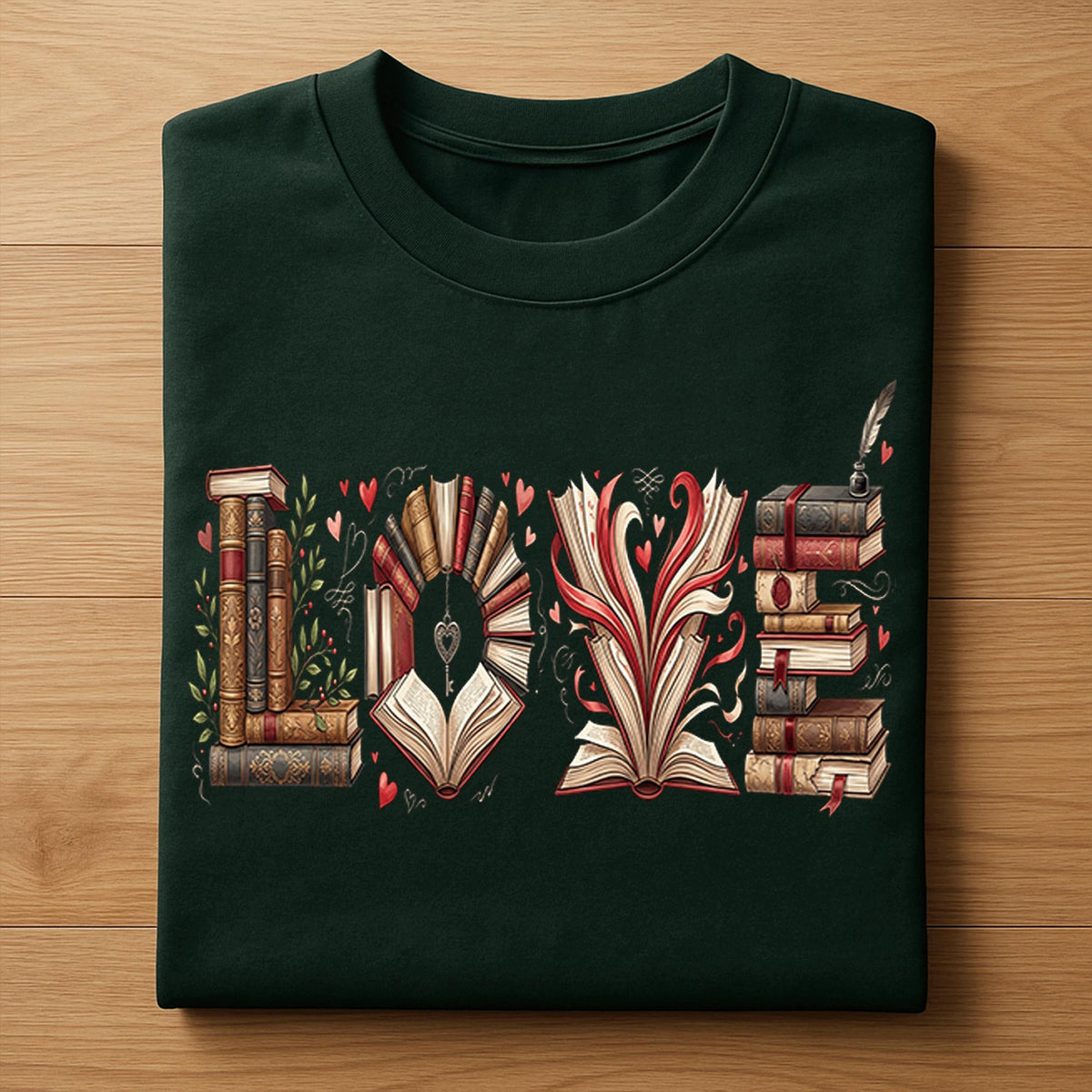 LOVE Book Shirt, Reading Valentine Tee, Romantic Book Lover Hoodie Reader Gift, Teacher Valentines Day Sweatshirt, Literature Shirt