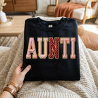 Aunti Valentine Shirt | Cute Patch Letter Family Love Tee, Aunt Love Family Hearts Aunti Valentines Day Sweatshirt, Gift Aunti Hoodie